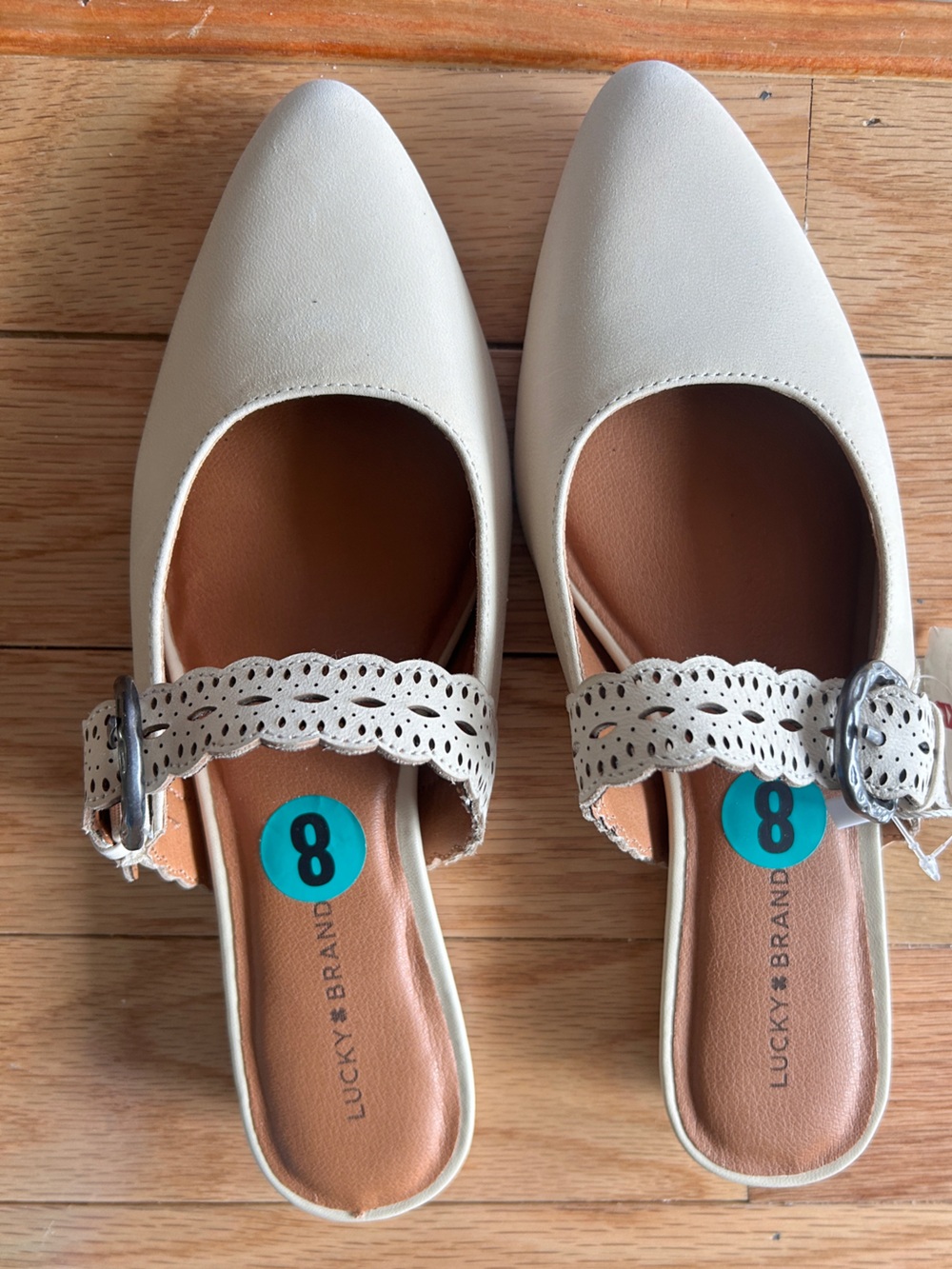 Lucky Brand Cream Mary Jane Flats with Perforated Strap
